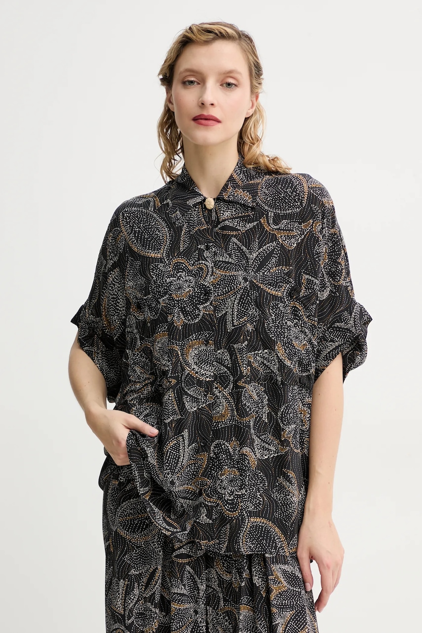 Πουκάμισο Sessun χρώμα: μαύρο, 25210049