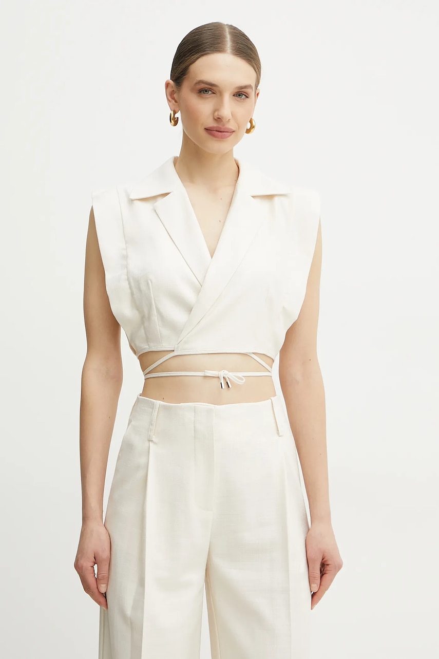 Γιλέκο Simona Corsellini χρώμα: μπεζ, P25CPTO005