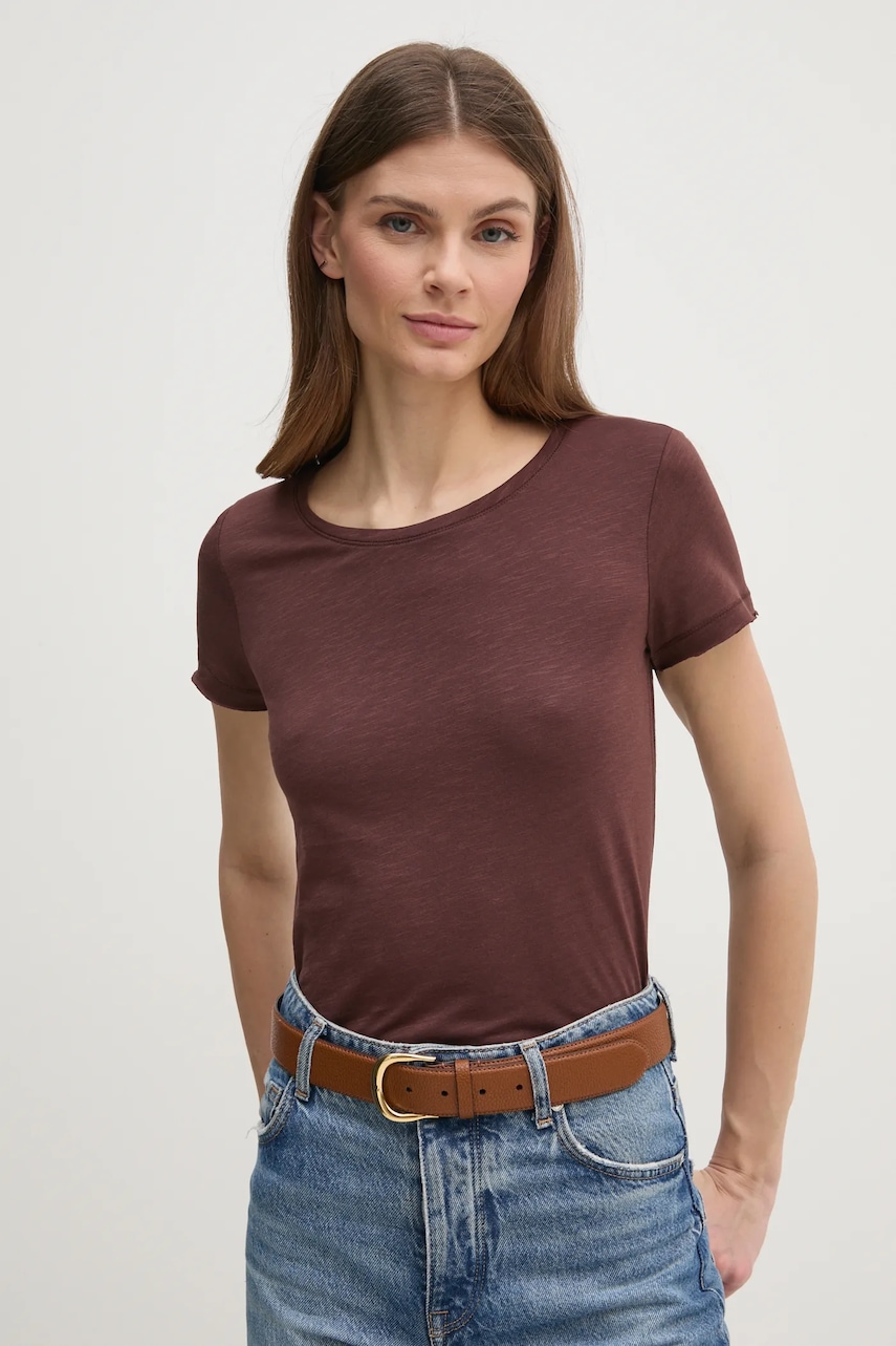 Μπλουζάκι Sisley χρώμα: καφέ