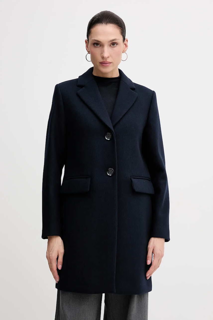 Μάλλινο παλτό Sisley χρώμα: καφέ, 2JJYLN04N