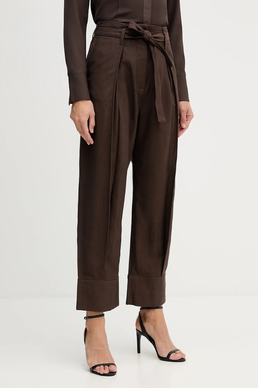 Παντελόνι Sisley χρώμα: καφέ, 4ETSLF082