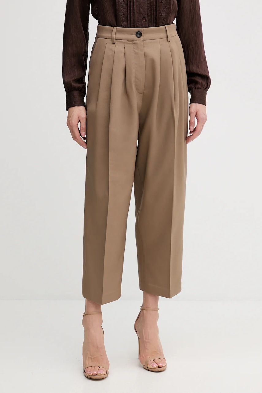 Παντελόνι Sisley χρώμα: καφέ, 4V99LF07S