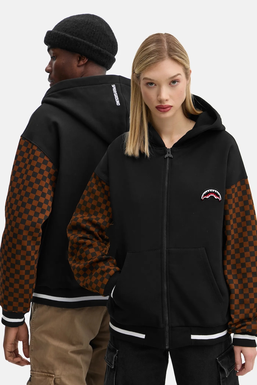 Βαμβακερή μπλούζα Sprayground χρώμα: μαύρο, με κουκούλα, SP647CHECK