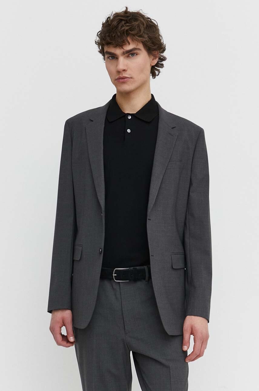 Μάλλινο σακάκι Theory χρώμα: μαύρο