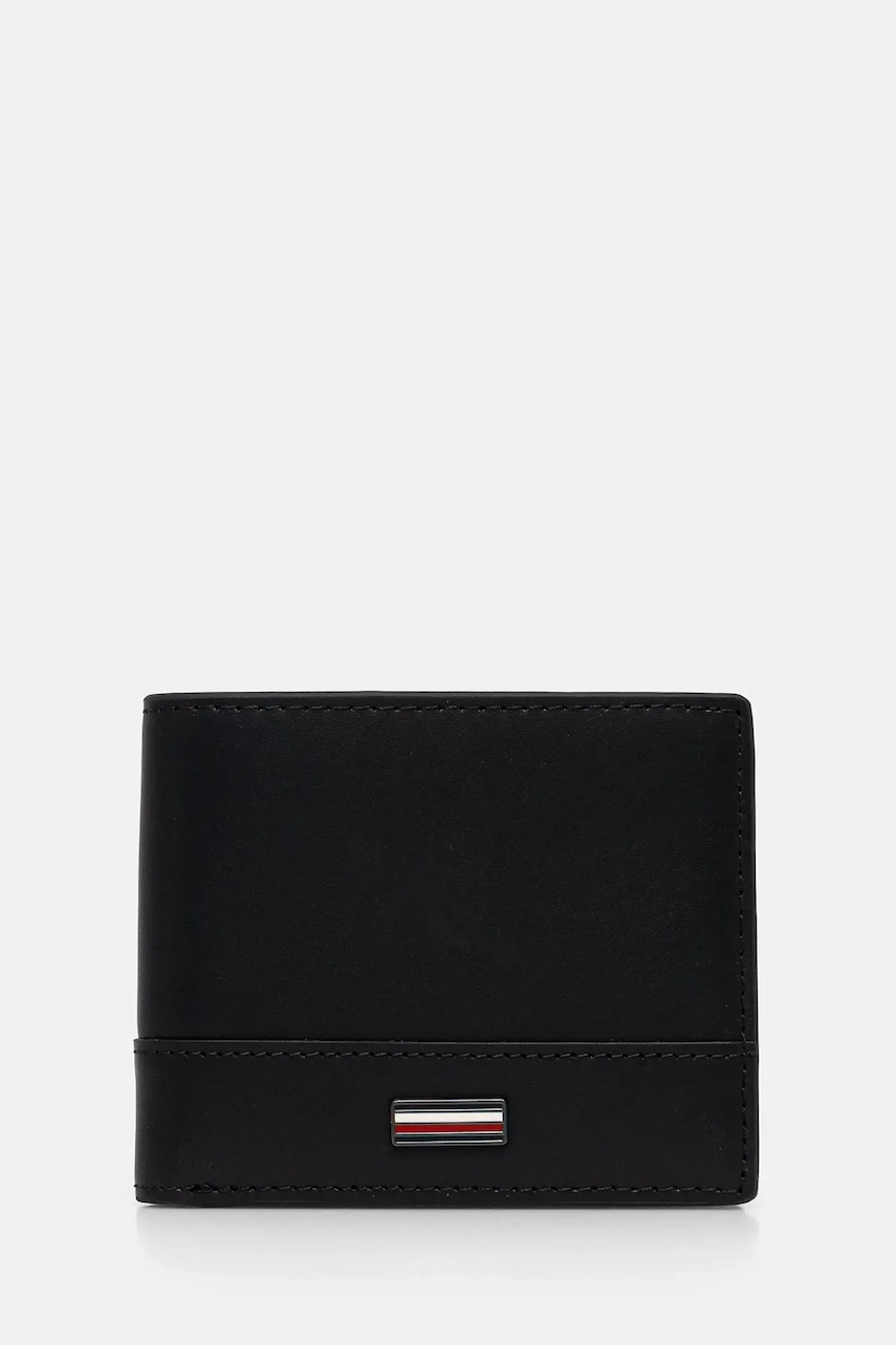 Δερμάτινο πορτοφόλι Tommy Hilfiger ανδρικό, χρώμα: μαύρο, AM0AM13244