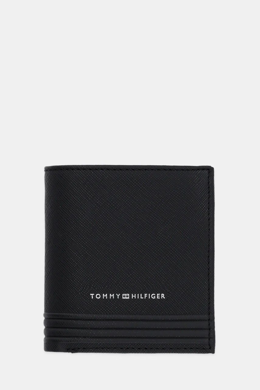 Δερμάτινο πορτοφόλι Tommy Hilfiger ανδρικό, χρώμα: μαύρο, AM0AM13261