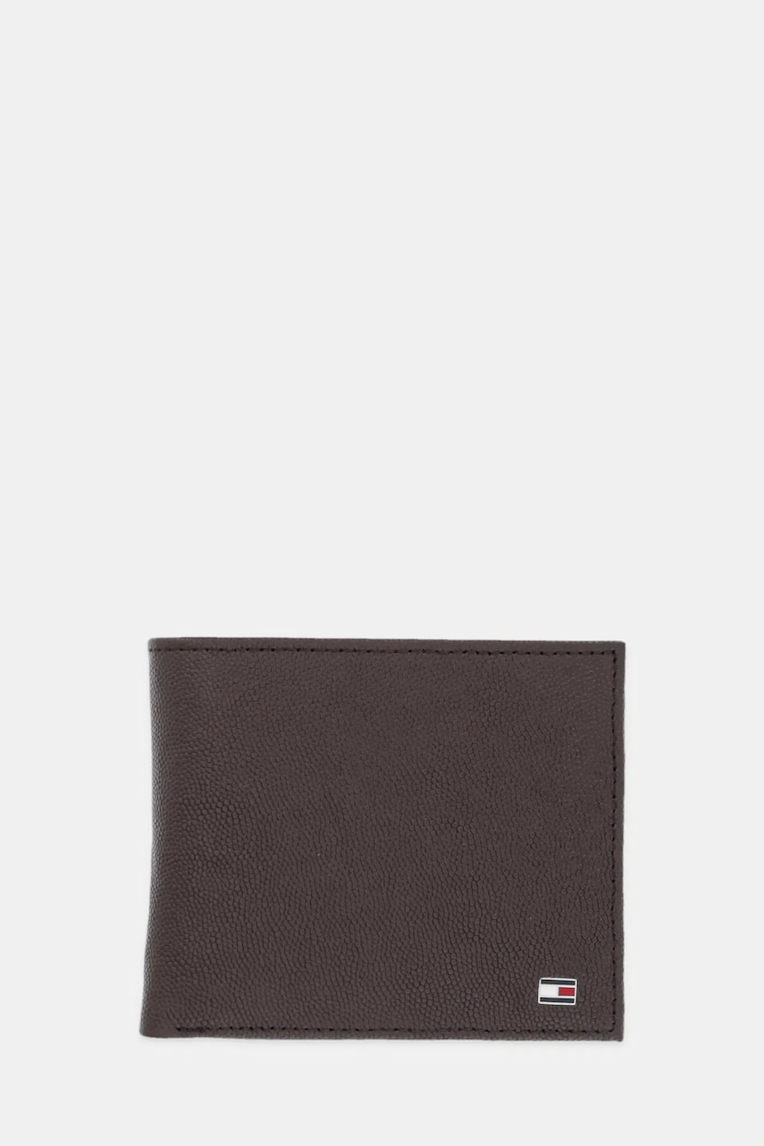 Δερμάτινο πορτοφόλι Tommy Hilfiger ανδρικό, χρώμα: καφέ, AM0AM13519