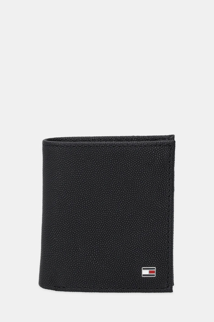 Δερμάτινο πορτοφόλι Tommy Hilfiger ανδρικό, χρώμα: μαύρο, AM0AM13521