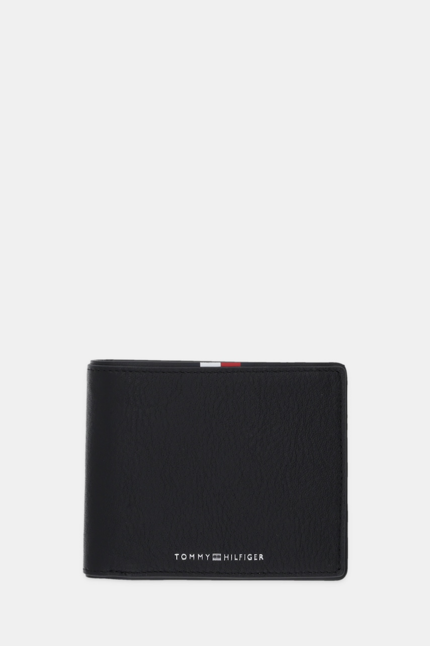 Δερμάτινο πορτοφόλι Tommy Hilfiger ανδρικό, χρώμα: μαύρο, AM0AM13740