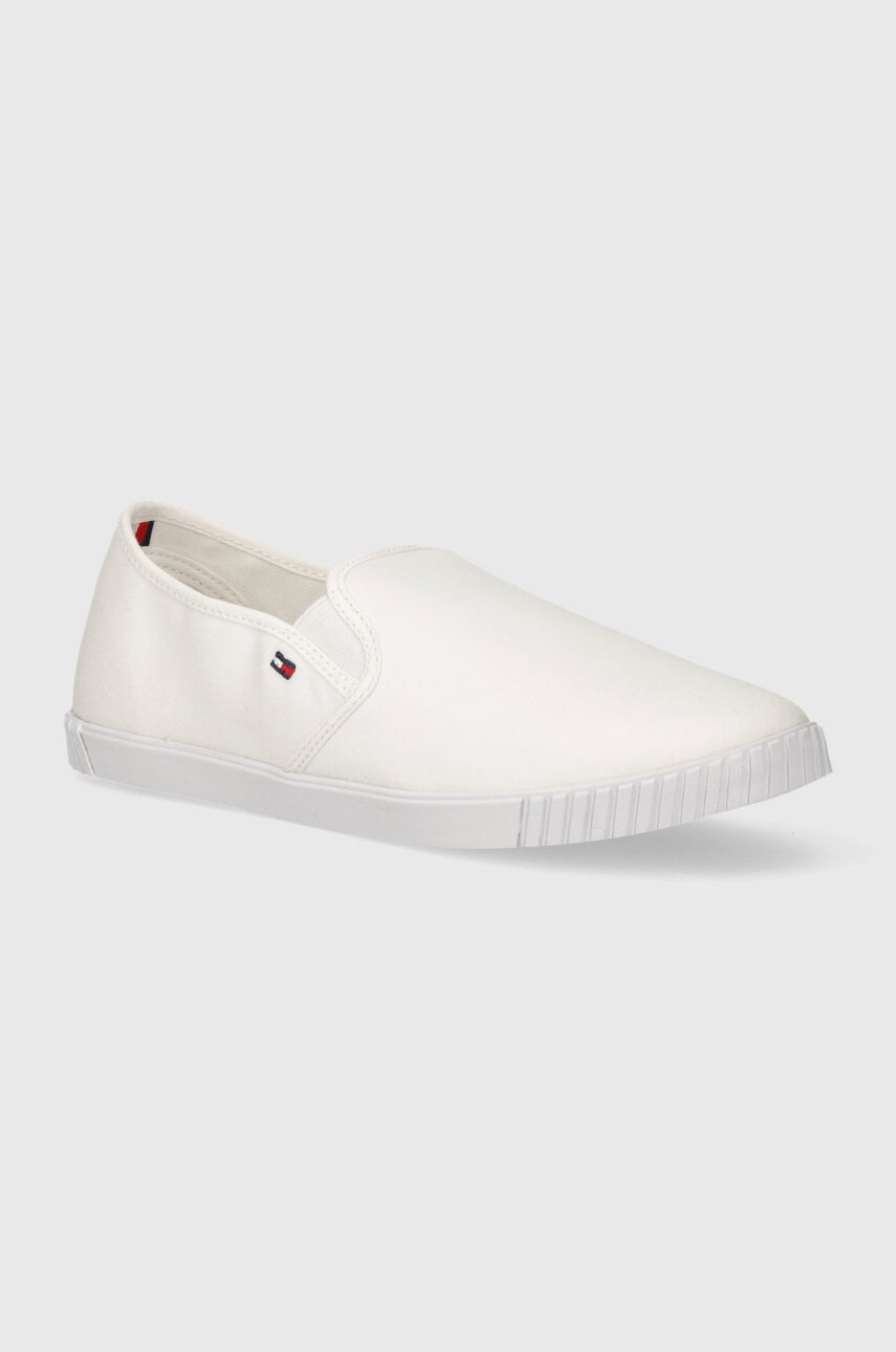 Πάνινα παπούτσια Tommy Hilfiger CANVAS SLIP-ON SNEAKER χρώμα: άσπρο, FW0FW07806