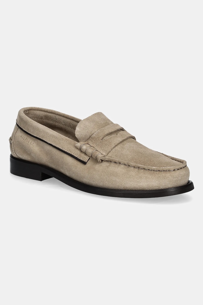 Μοκασίνια σουέτ Tommy Hilfiger CLASSIC HILFIGER SUEDE LOAFER χρώμα: μπεζ, FM0FM05363