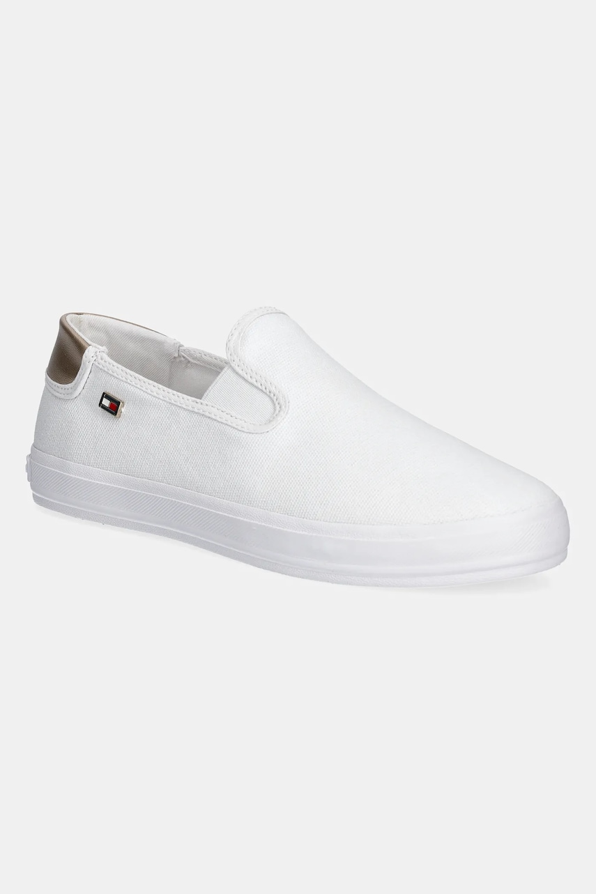 Πάνινα παπούτσια Tommy Hilfiger VULC CANVAS SLIP-ON SNEAKER χρώμα: άσπρο, FW0FW08645