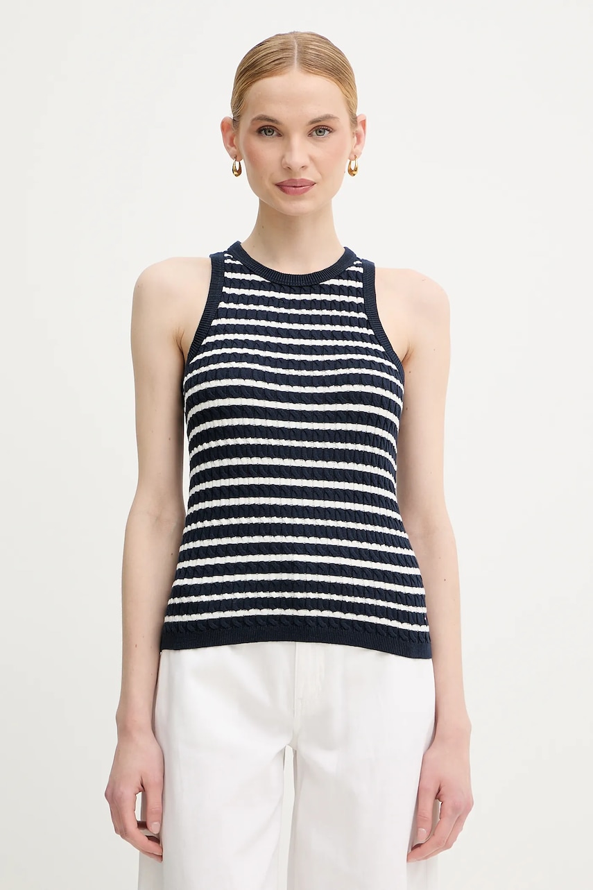 Βαμβακερό γιλέκο Tommy Hilfiger χρώμα: ναυτικό μπλε, WW0WW45706