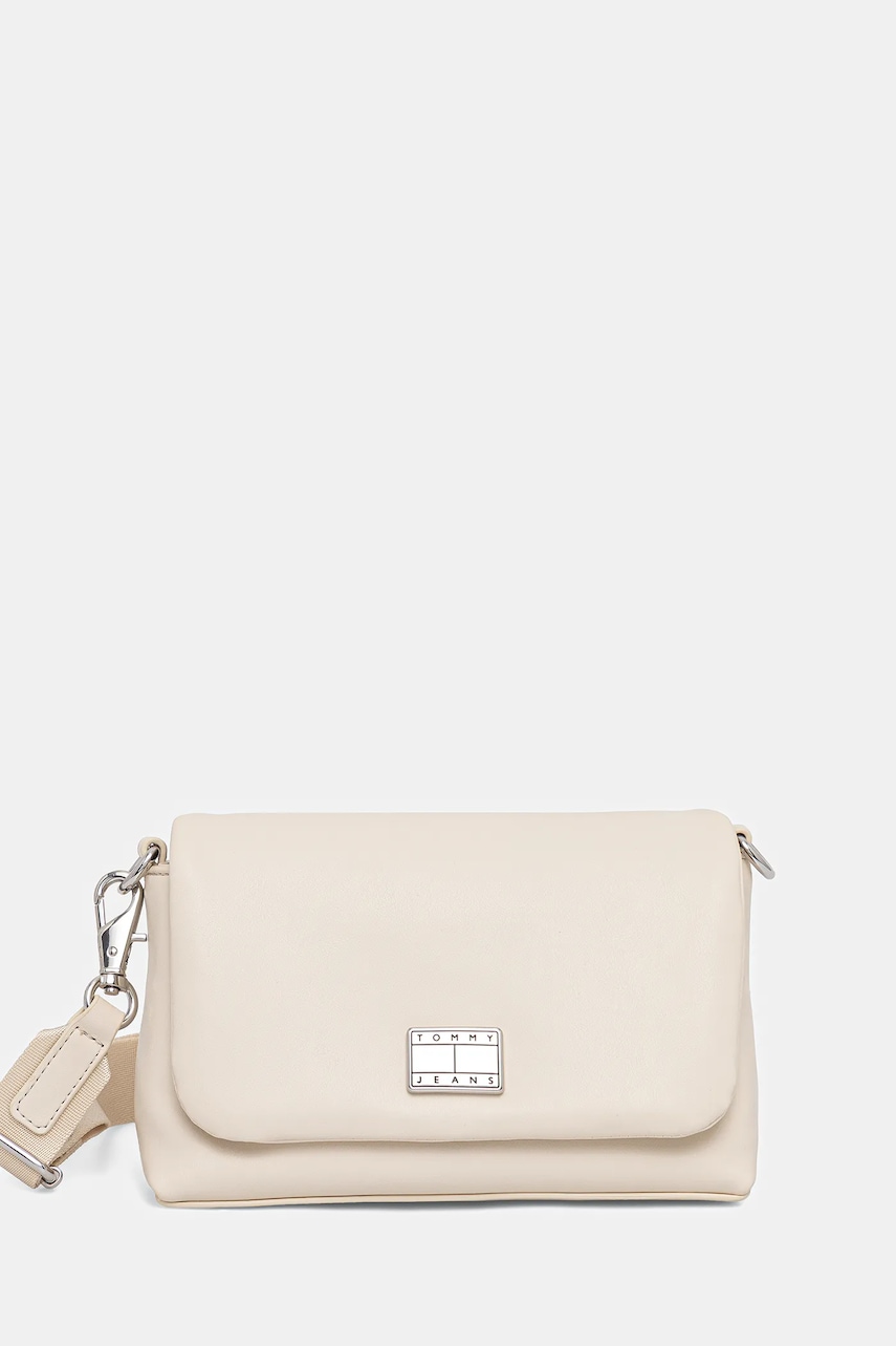 Τσάντα Tommy Jeans χρώμα: μπεζ, AW0AW17550