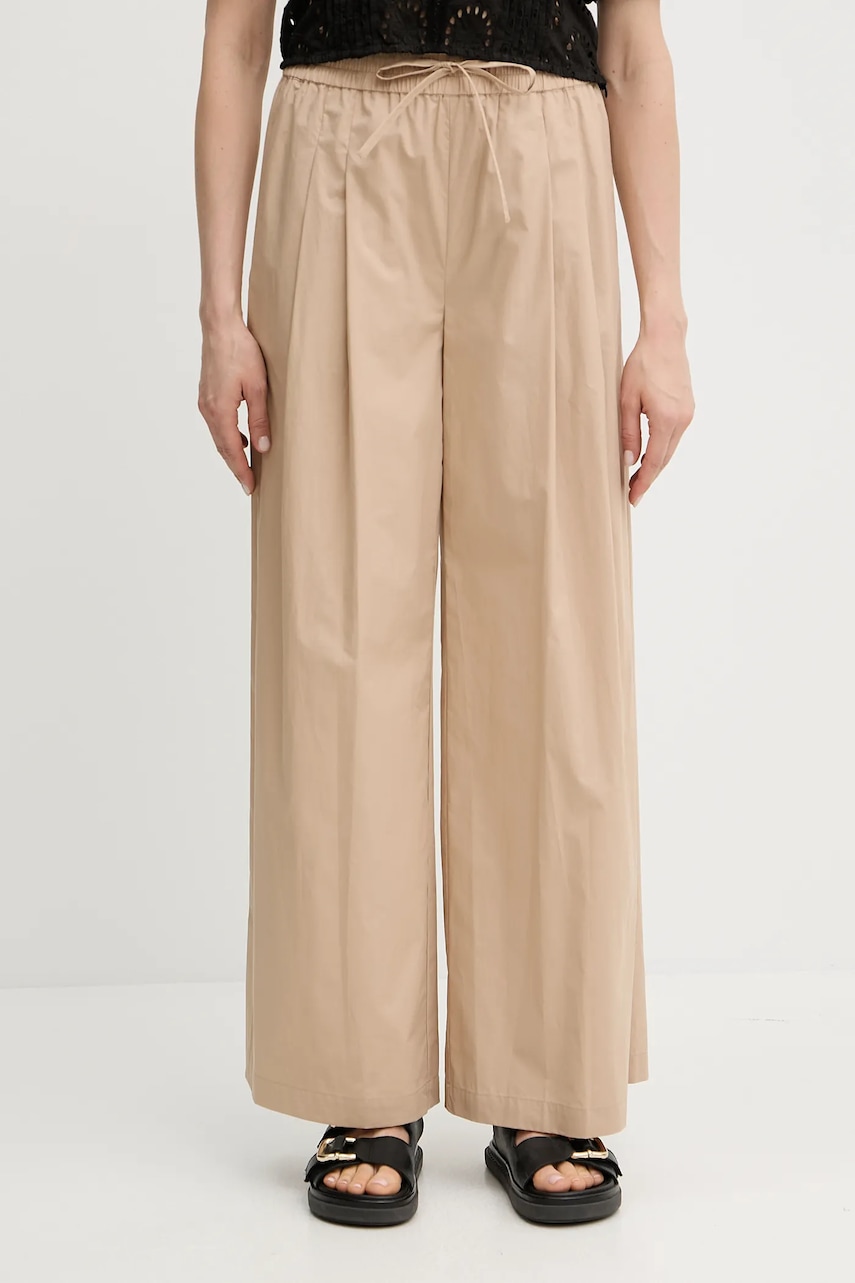 Βαμβακερό παντελόνι Twinset χρώμα: μπεζ, 251TT2120