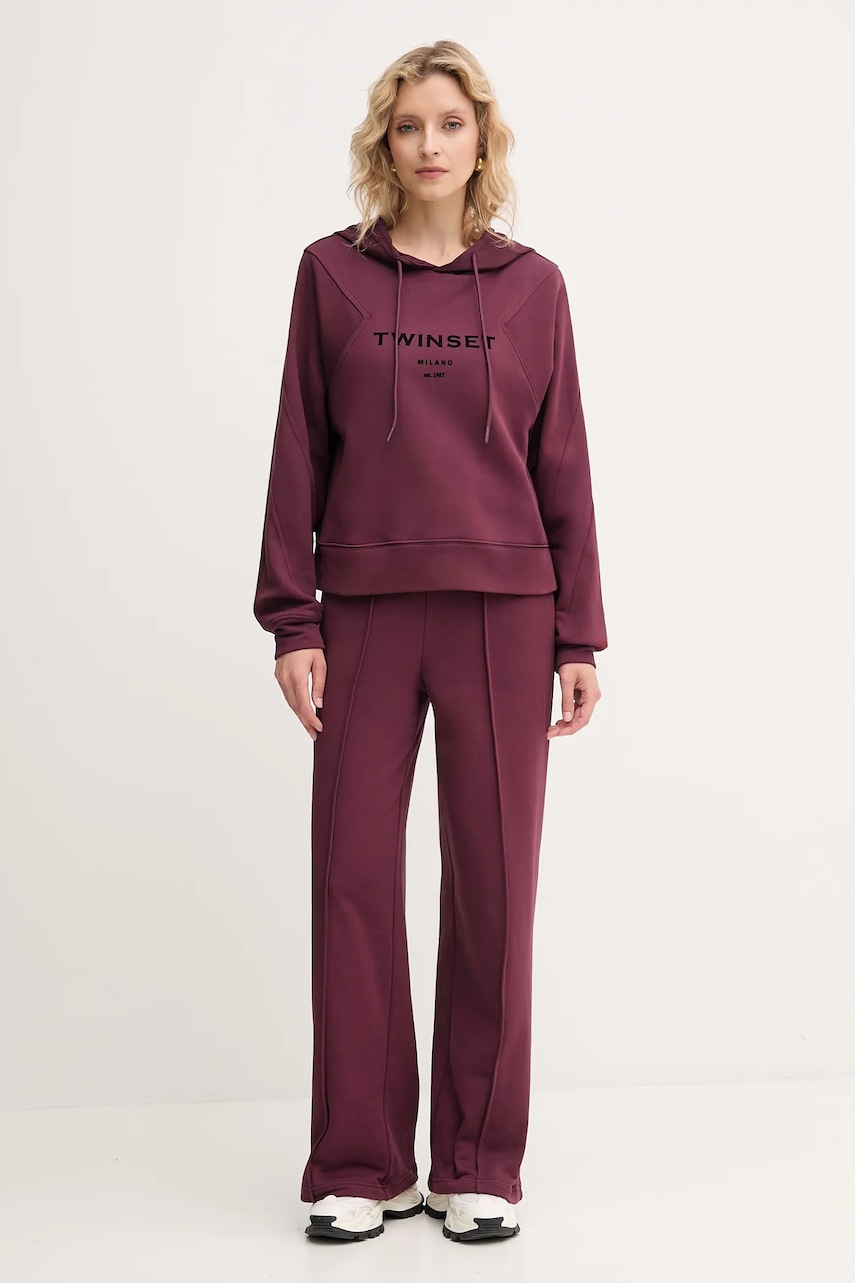 Βαμβακερή φόρμα Twinset γυναικεία, χρώμα: μπορντό, 252TP2681
