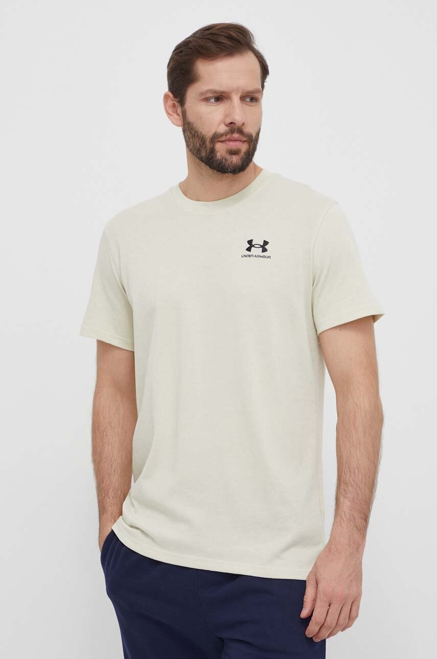 Μπλουζάκι προπόνησης Under Armour Logo Embroidered χρώμα: μπεζ