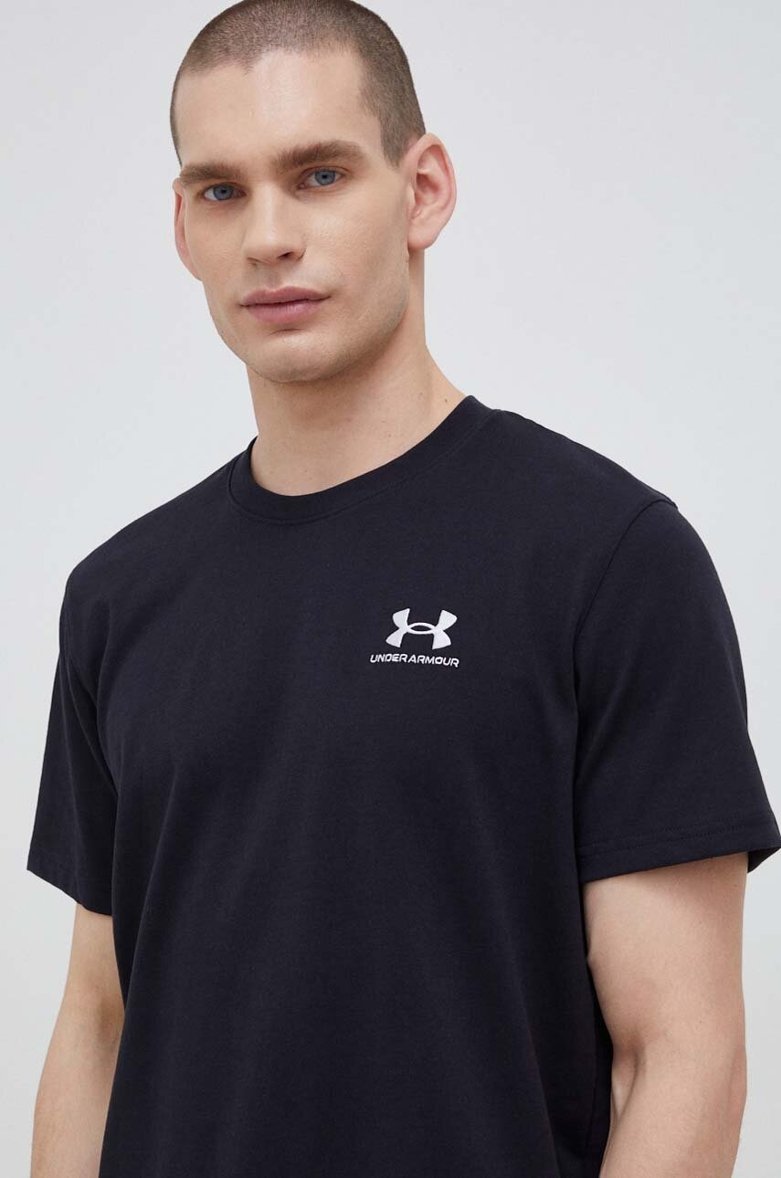 Μπλουζάκι προπόνησης Under Armour Logo Embroidered χρώμα: μαύρο