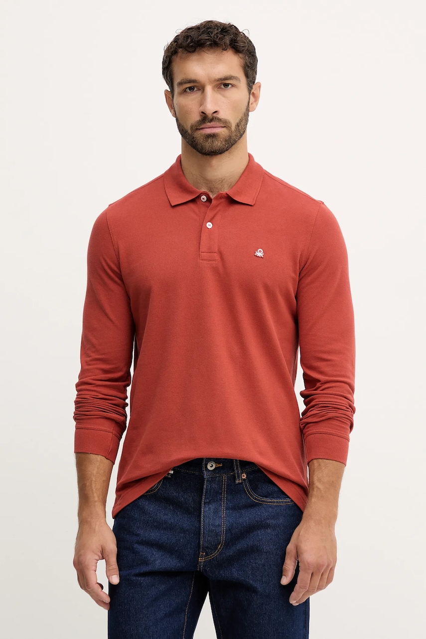 Βαμβακερή μπλούζα με μακριά μανίκια United Colors of Benetton χρώμα: άσπρο