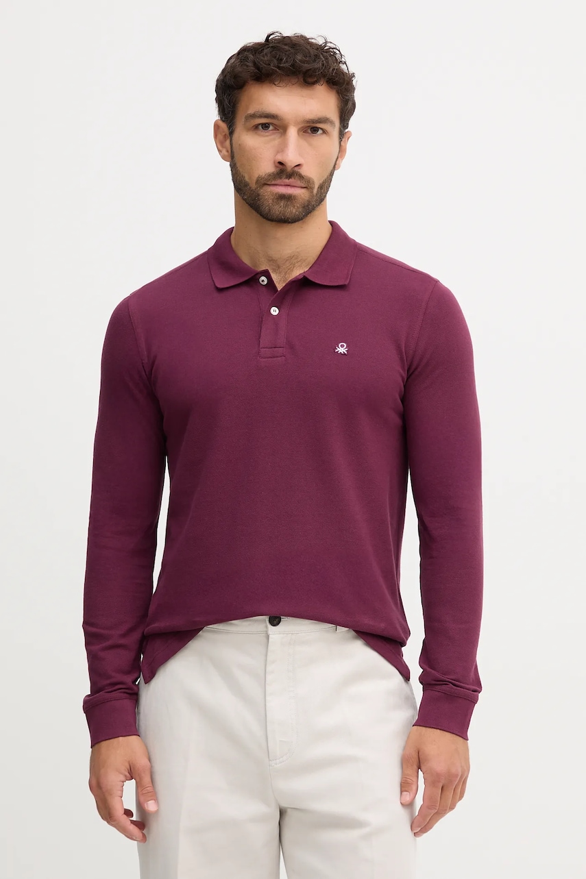 Βαμβακερή μπλούζα με μακριά μανίκια United Colors of Benetton χρώμα: άσπρο