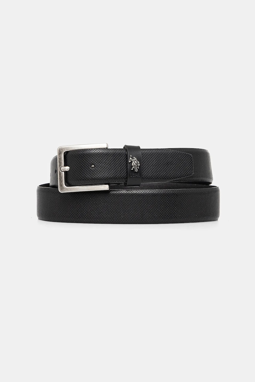 Δερμάτινη ζώνη U.S. Polo Assn. Michigan χρώμα: μαύρο, WIUQH2570MHA
