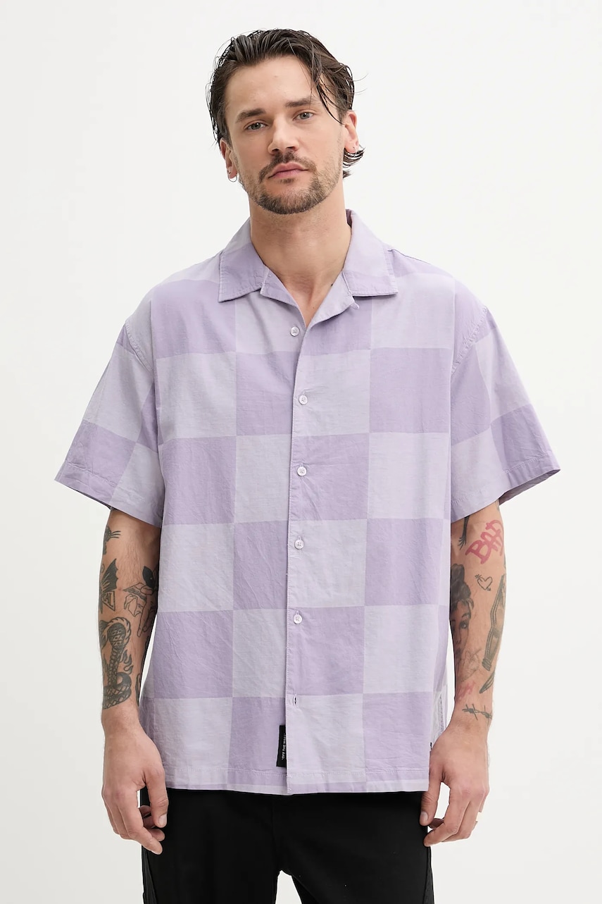 Βαμβακερό πουκάμισο Vans ανδρικό, χρώμα: μοβ, VN000M18E571