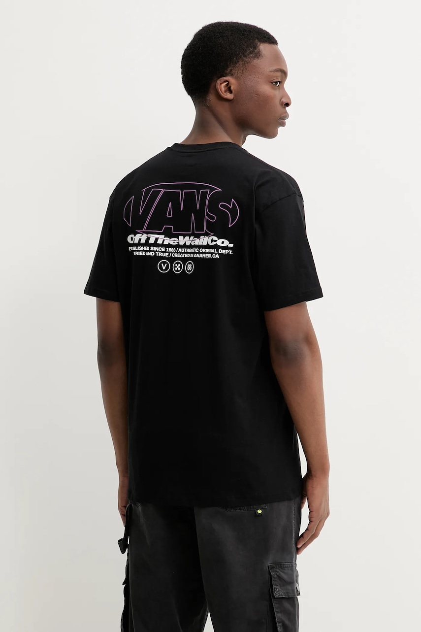 Βαμβακερό μπλουζάκι Vans ανδρικό, χρώμα: μαύρο, VN000M4CBLK1