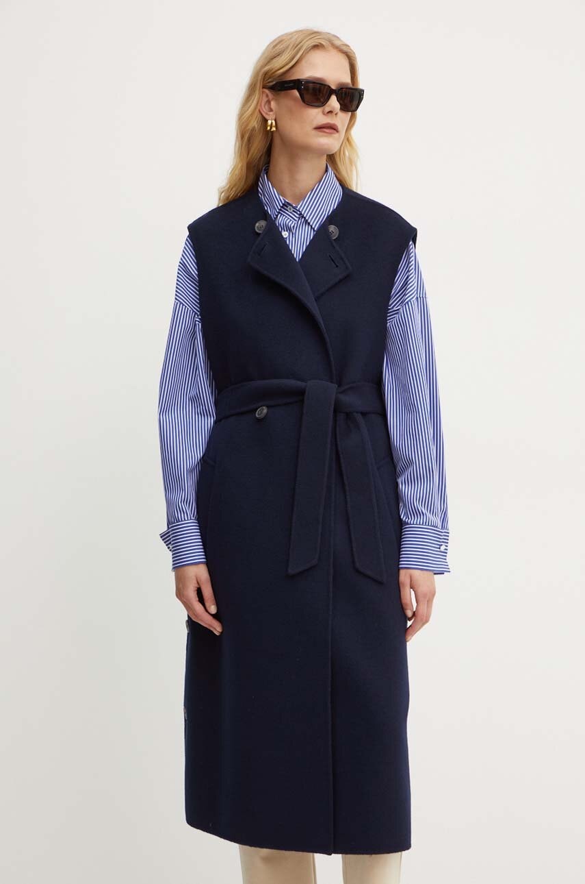 Μάλλινο γιλέκο Weekend Max Mara χρώμα: ναυτικό μπλε, 2425276011600