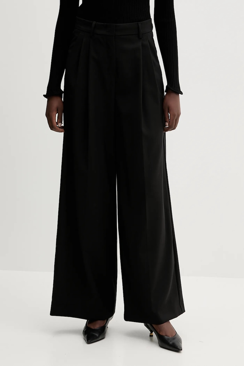 Μάλλινο παντελόνι Weekend Max Mara ADELFI χρώμα: μαύρο, 2525136072600