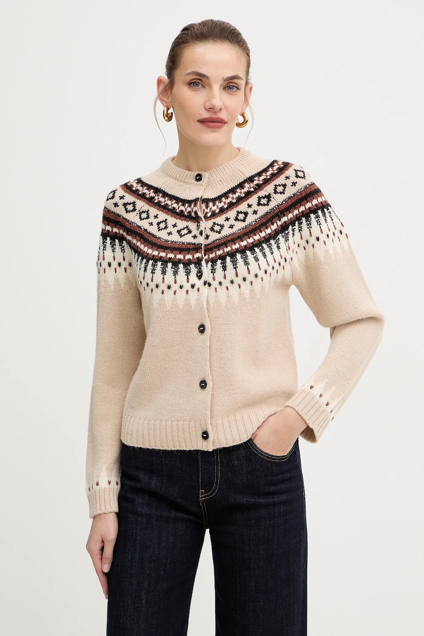 Ζακέτα με προσθήκη μαλλιού Weekend Max Mara CABIRIA χρώμα: μπεζ, 2525346033600