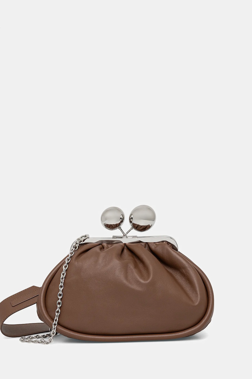 Δερμάτινη τσάντα Weekend Max Mara MILVANEW χρώμα: καφέ, 2525516025600