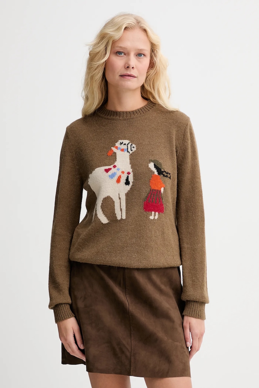 Μάλλινη μπλουζα Weekend Max Mara NITRA γυναικεία, χρώμα: καφέ, 2525366292600