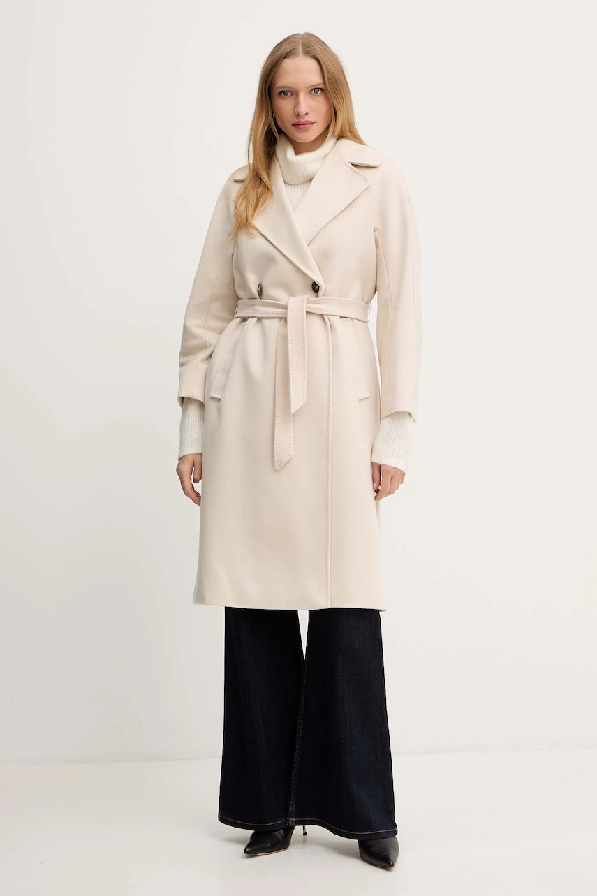 Μάλλινο παλτό Weekend Max Mara RESINA χρώμα: μπεζ, 2525016102600